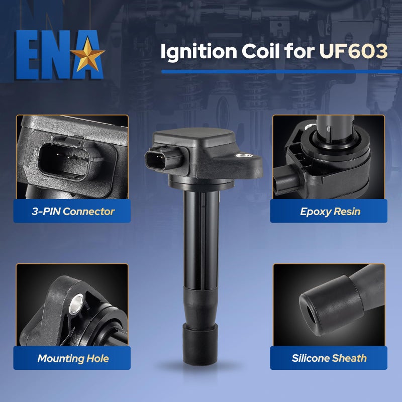 ENA Ignition Coil Pack of 6 for 3.5L 2008 2009 2010 2011 2012 2013 2014 2015 2016 2017 Compatible with Honda Odyssey Accord Crosstour Acura TL RL TSX 3.5 V6 Coils for UF603 IC693 C1624 30520R70A01 - Image 4